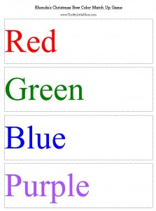 Christmas Bow Color Match Game Printable Preview