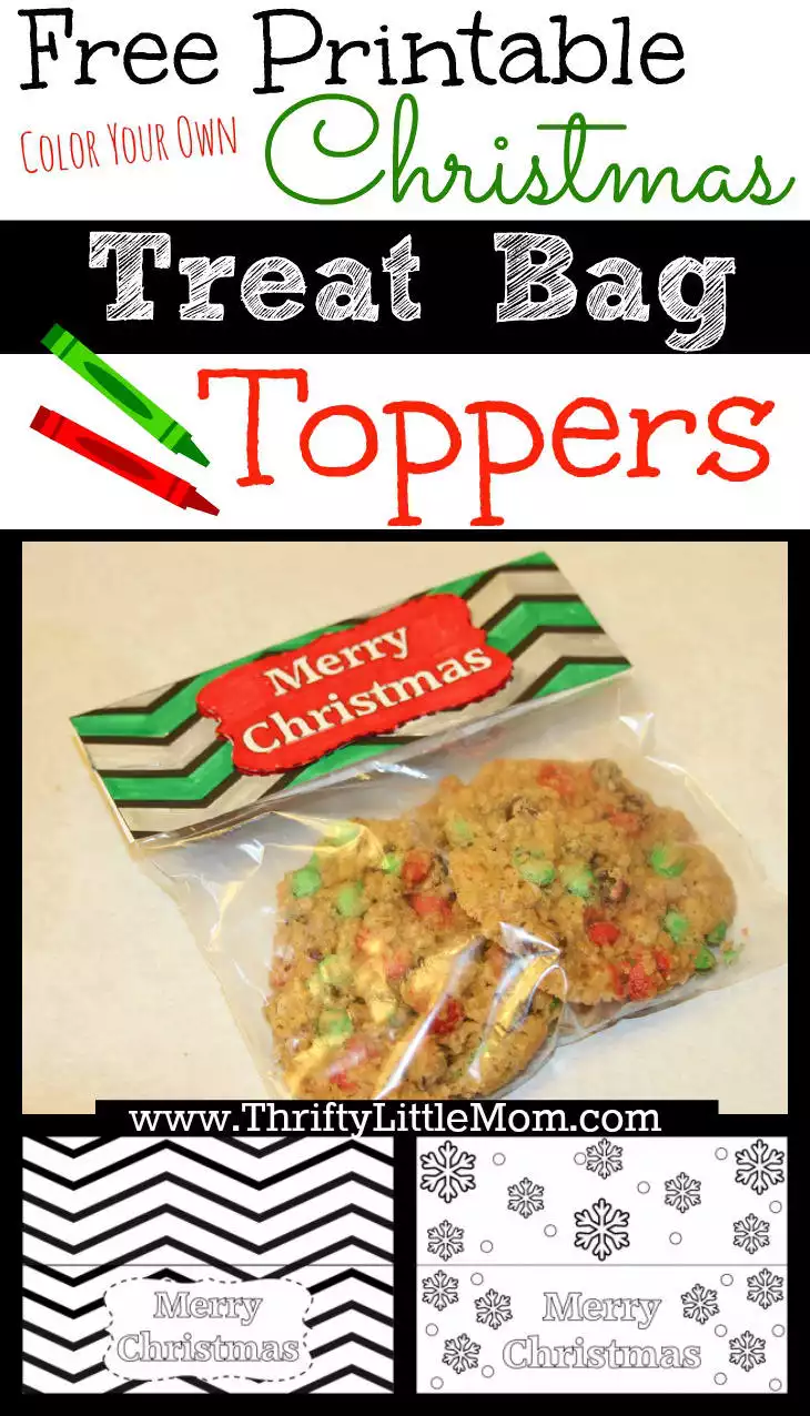 Free Printable Color Your Own Christmas Treat Bag Toppers. Print em' color em' give em away!