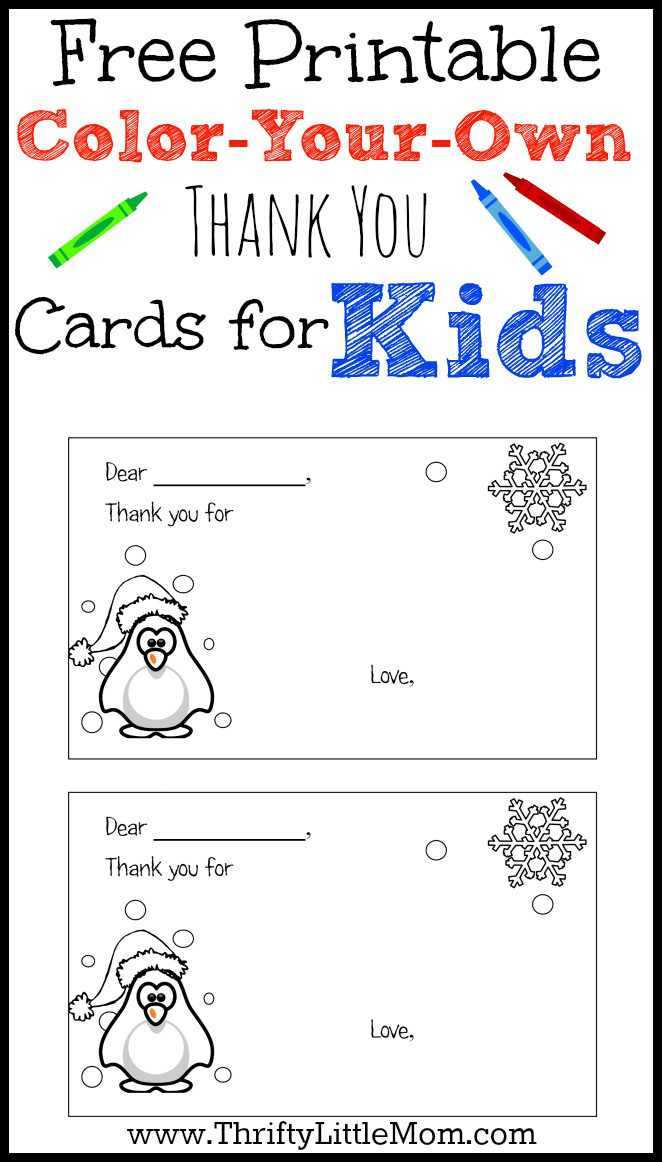 color your own printable thank you cards for kids