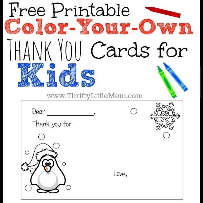 Color Your Own Printable Thank You Cards For Kids Thrifty Little Mom