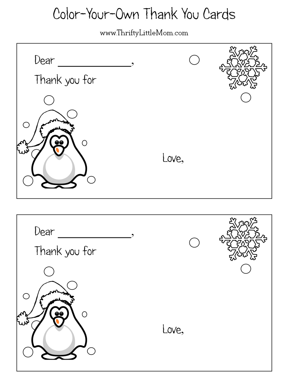 Color-Your-Own Printable Thank You Cards for Kids ...