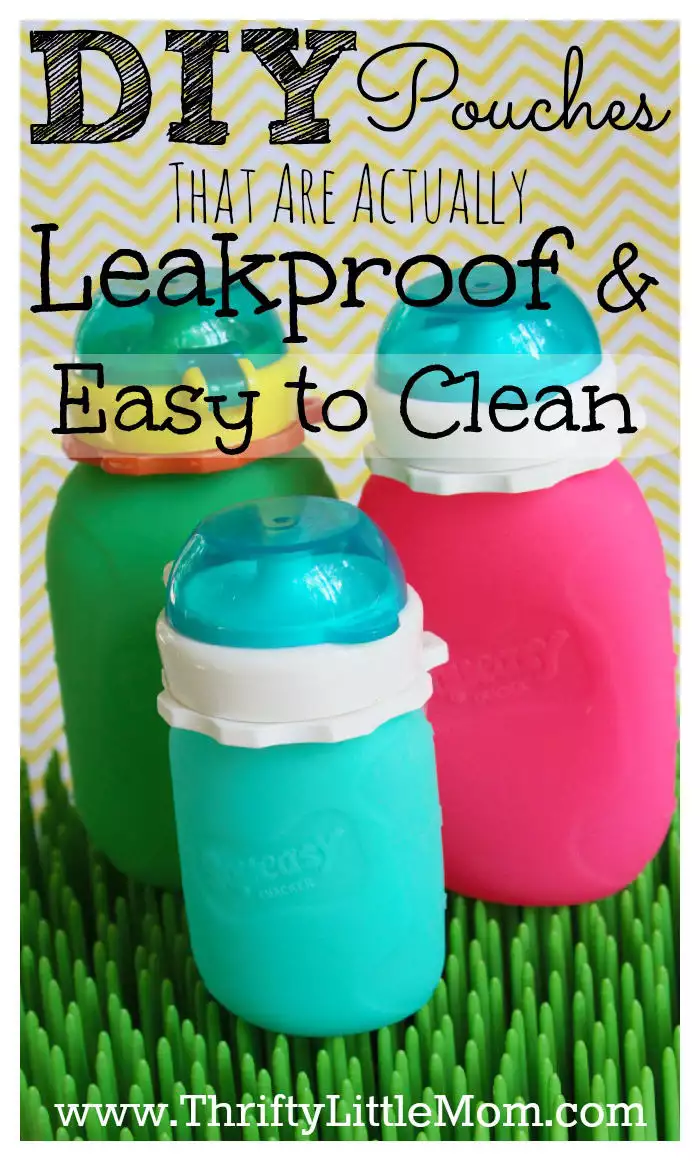 DIY Pouches that are actually leak proof and easy to clean! You can even turn them inside out. Make your own smoothies, snack pouches and drinks for your kids with out the mess.
