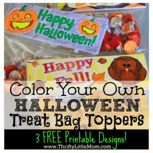 3 Free Printable Color Your Own Halloween or Fall Treat Bag Toppers