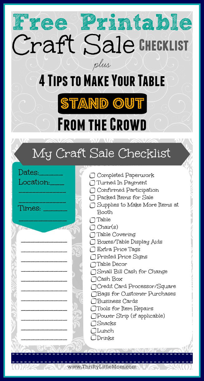 Free Printable Craft Sale Checklist » Thrifty Little Mom