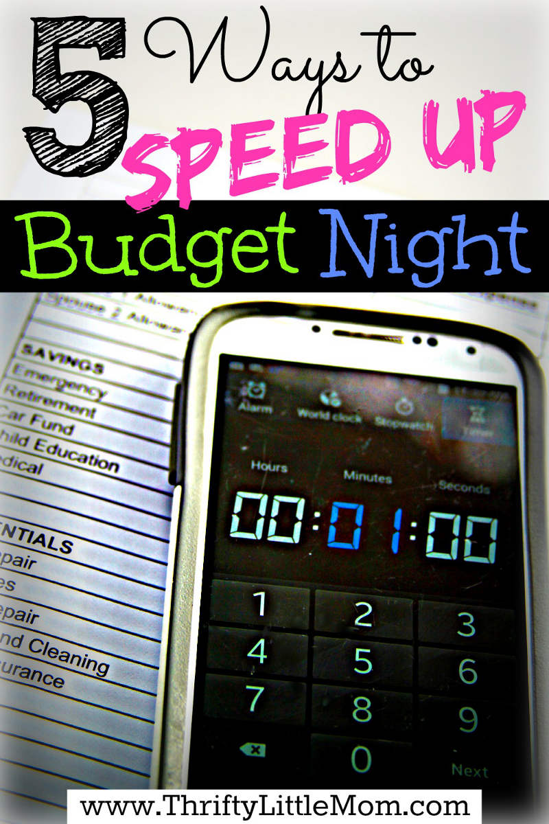 5 Ways to Speed Up Budget Night. Every dreaded working on your budget because of the time it takes? Check out 5 tips that might just help you cut down on some of the time it takes you to organize your budget.