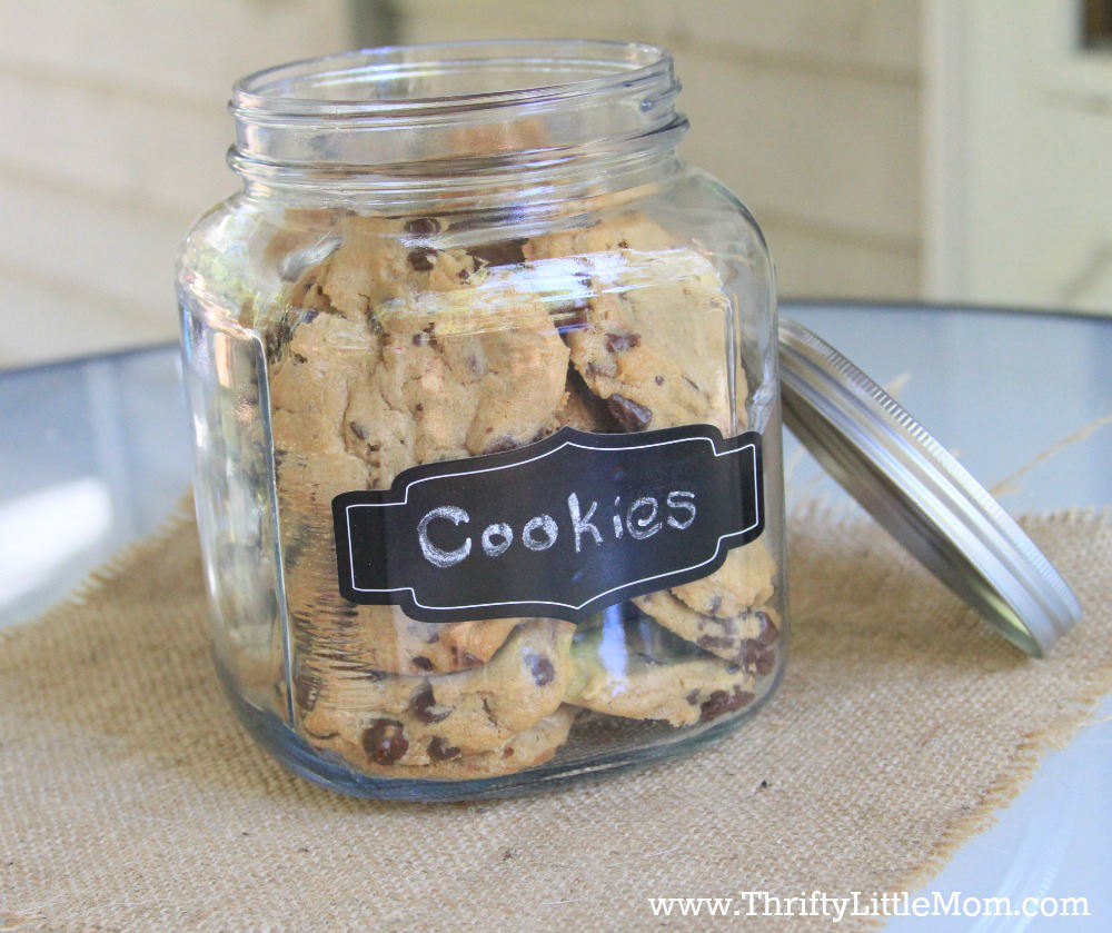 Glass Cookie Jar with Chocolate Chip Cookies