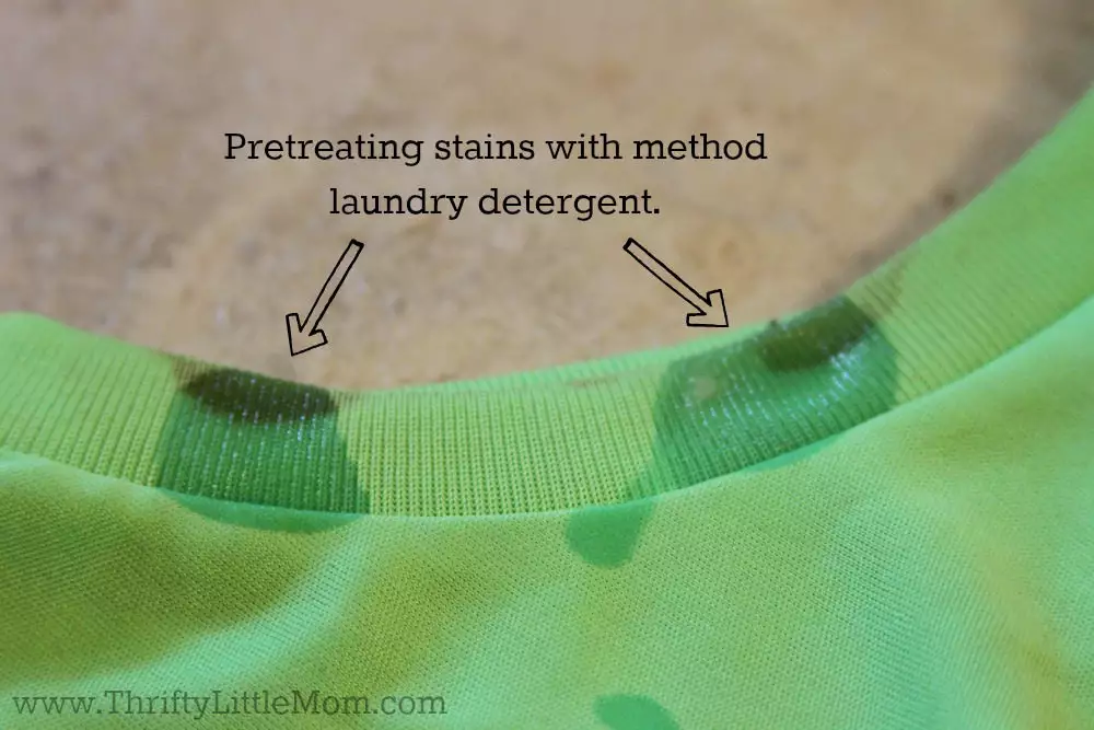 Pretreat stains with method detergent