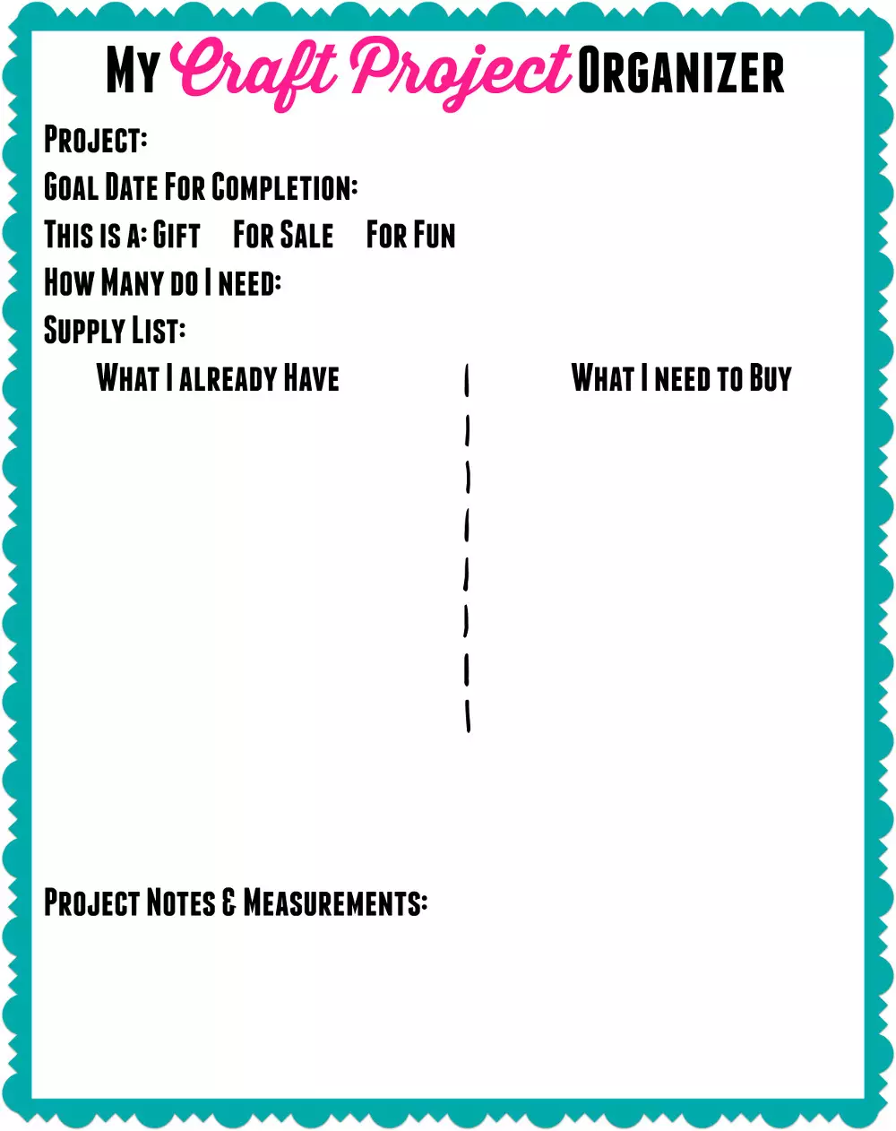 My Craft Project Organizer