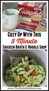 Cozy Up With 5 Minute chicken broth and noodle soup
