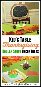 Kid's Table Thanksgiving Dollar Store Decor Ideas
