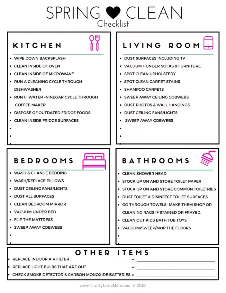 SPRING CLEANING CHECKLIST