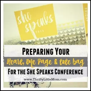 Preparing Your Heart, one page and tote bag for the she speaks conference
