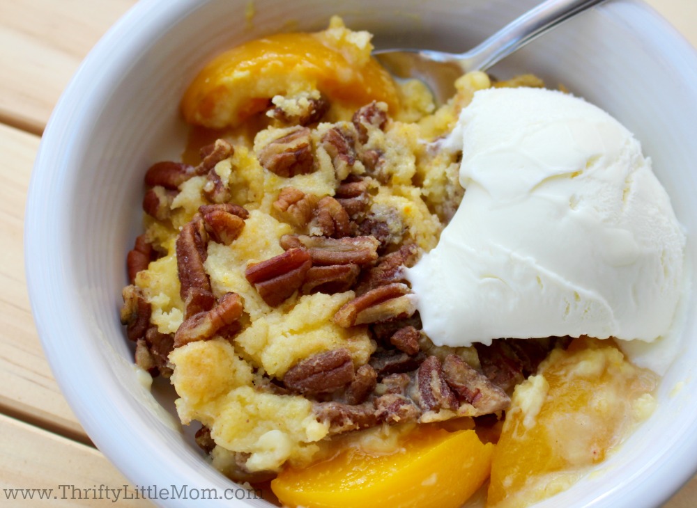 Better Than The Box 5 Minute Peach Cobbler Cake » Thrifty Little Mom