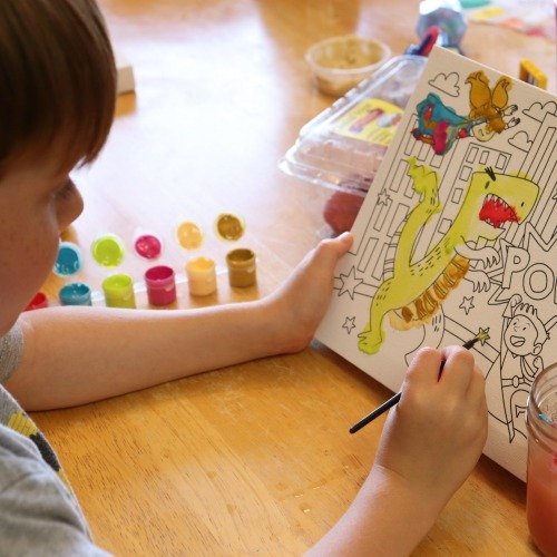 Painting Party for Kids- Kid painting canvas