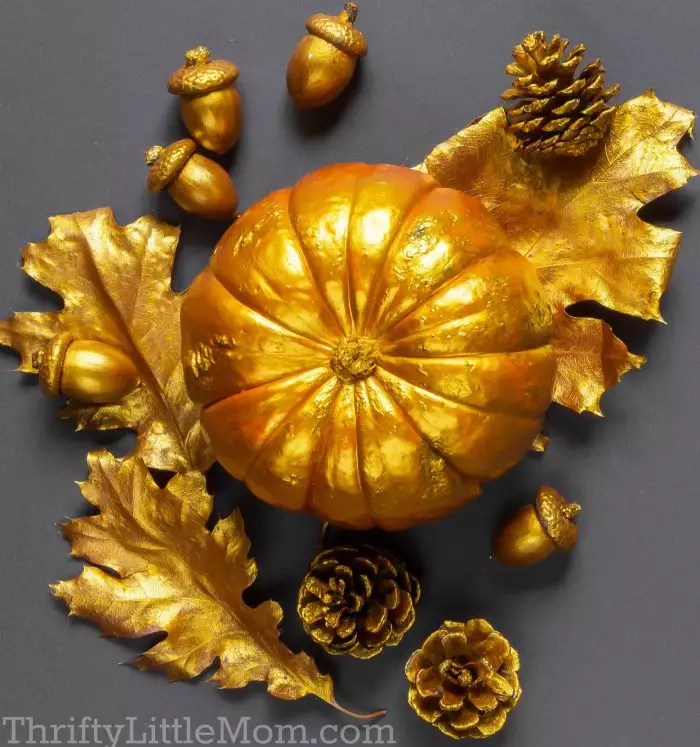 gold painted fall harvest decorations
