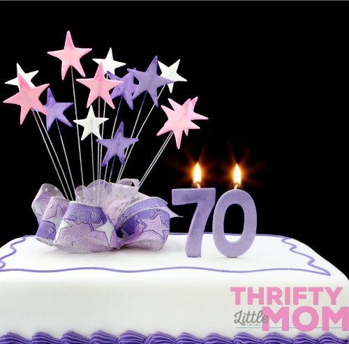 70th birthday party purple cake with stars