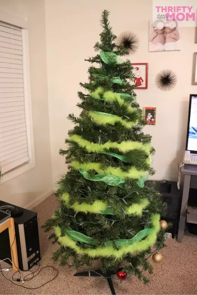 marabou wrapped on grinch tree