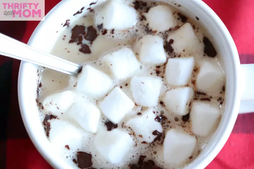 chocolate shavings and marshmallows topping hot cocoa