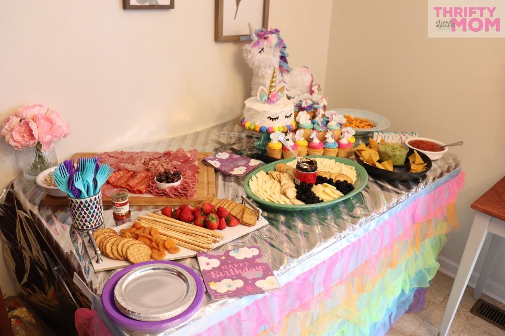 food service table with unicorn tutu