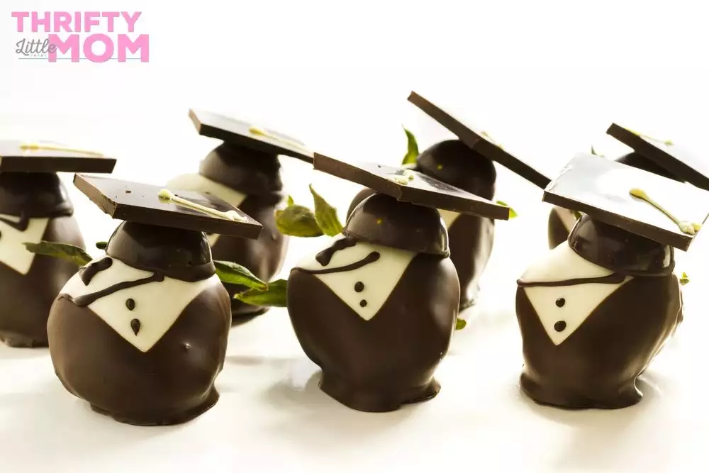 chocolate covered cherries with graduation caps for high school party