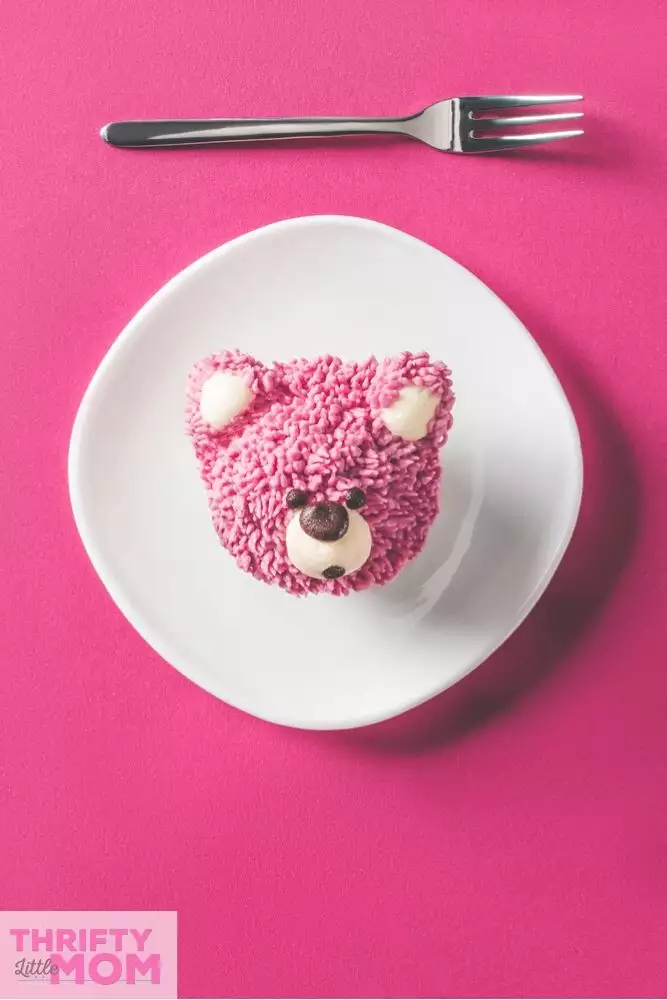 fluffy pink teddy bear baby shower cupcake