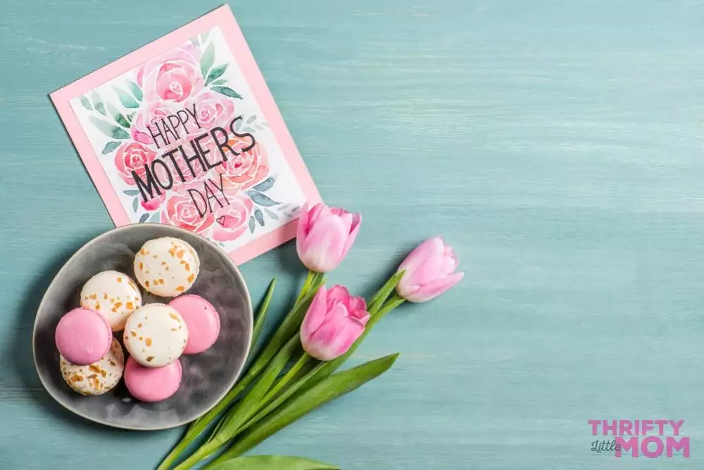 macrons and flowers make a great mother's day gift idea