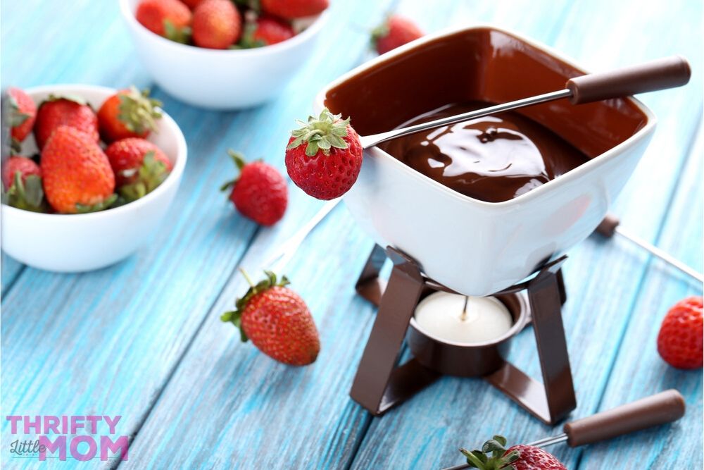 chocolate fondu makes a delicious treat at disco party