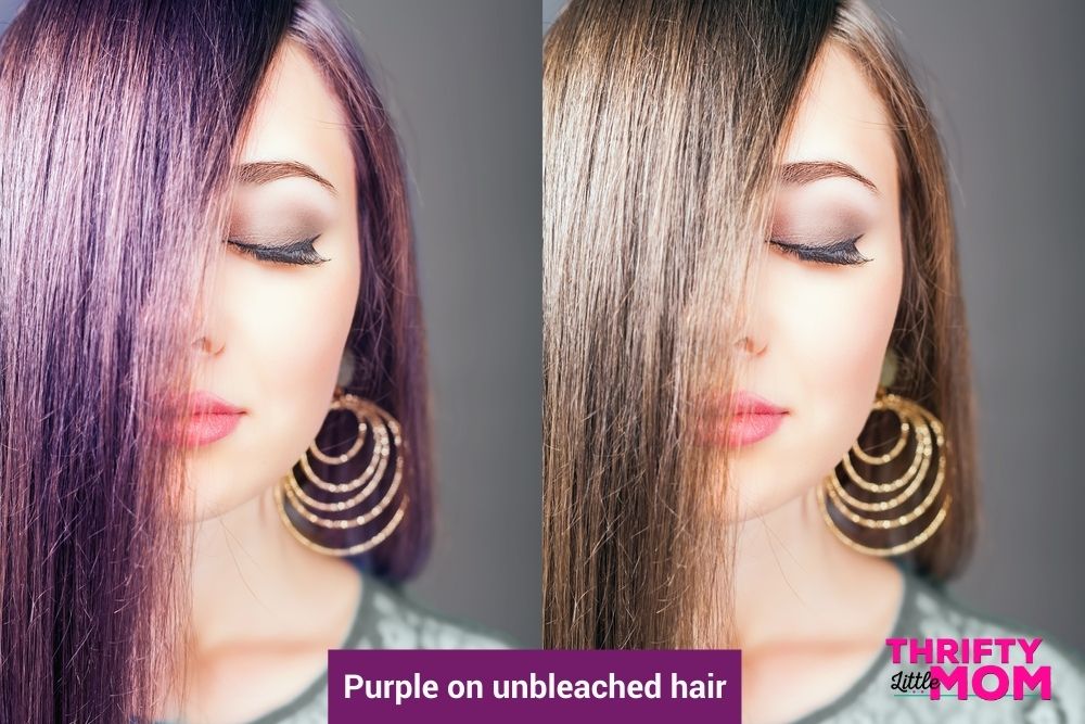 purple and blonde streaks in brown hair